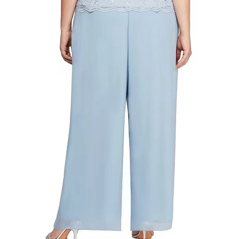 Alex Evenings Plus Size Silky Chiffon Pants - Picture 3 of 10